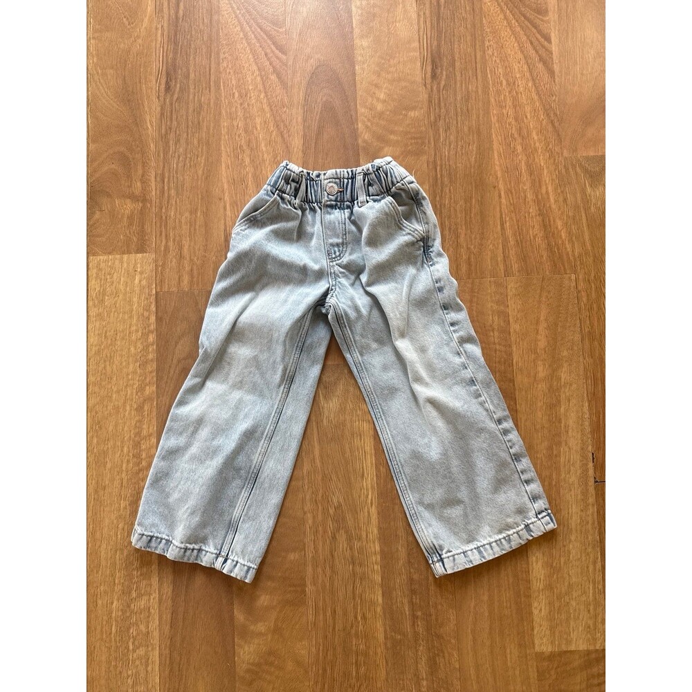 H&M girls  light wash wide leg jeans, adjustable waist
